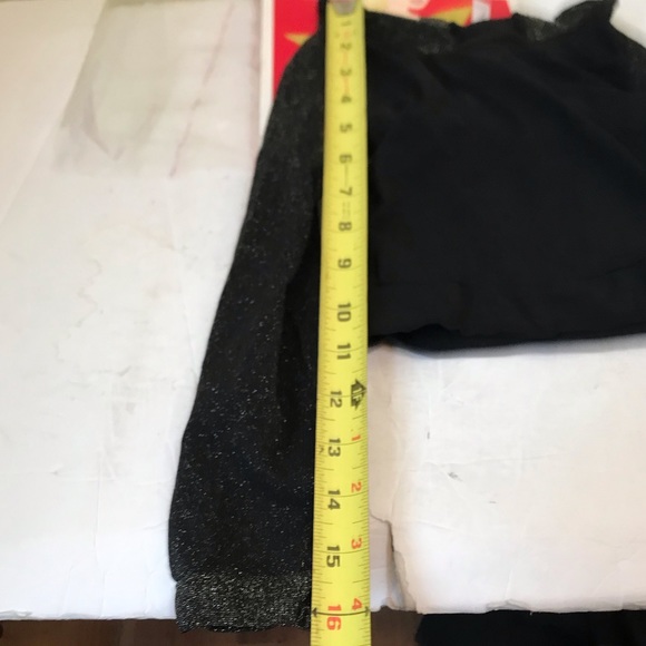 SPANX NEW Arm Tights Layering Piece in Gold Shimmer Crop Control Top Sheer Black - Picture 15 of 15